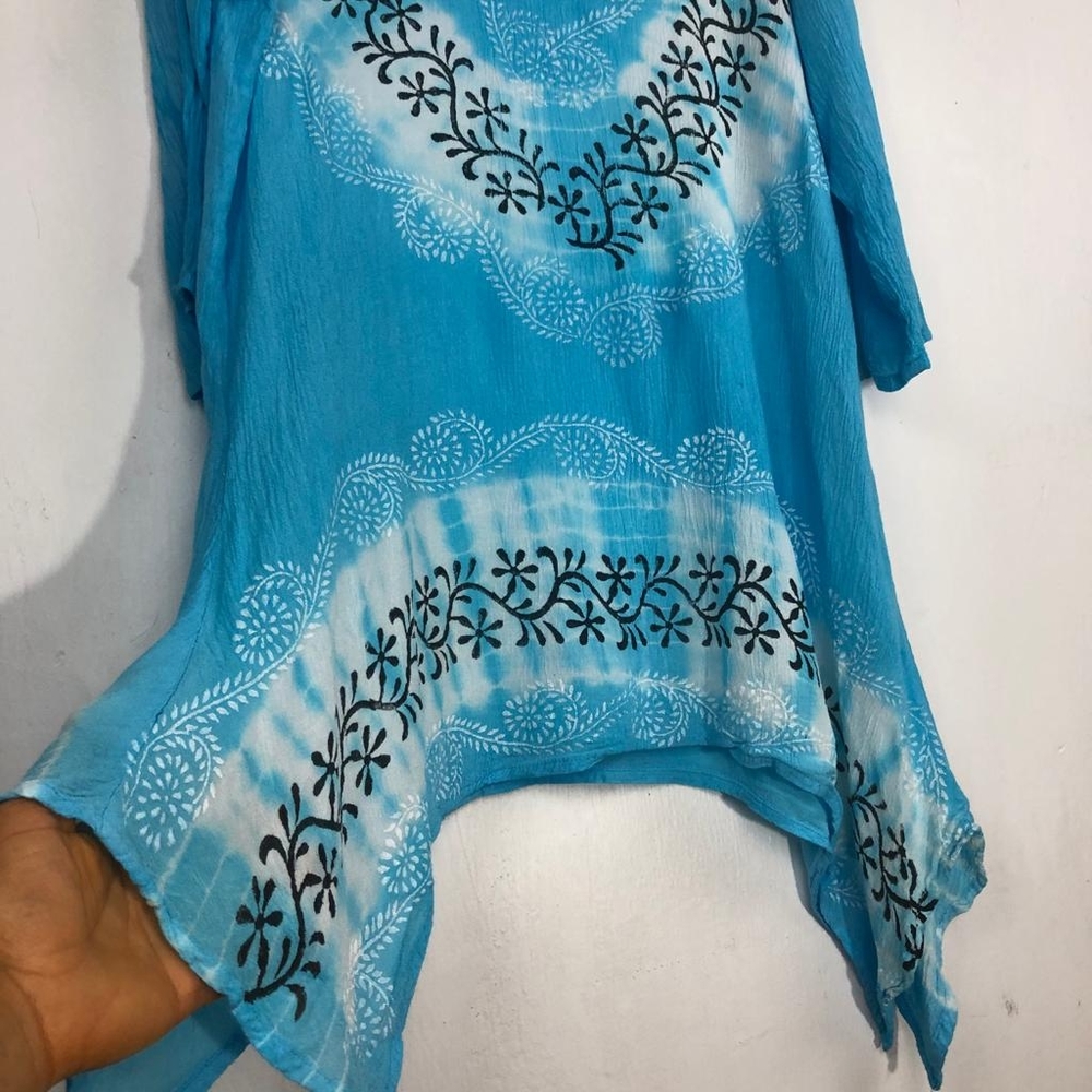 Blue Patterned Women's Top - Picture 4 of 12
